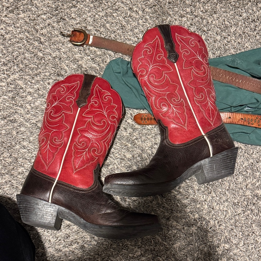 Ariat Red and Brown Heeled Boots